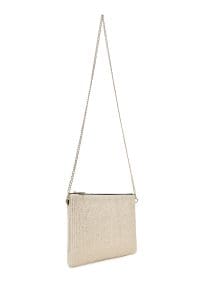 کیف کلاچ زنانه طلایی بند بلند زنجیری حصیری دری مد