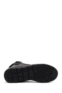 بوت راحتی زنانه چرم مشکی زیپ‌دار دری مد