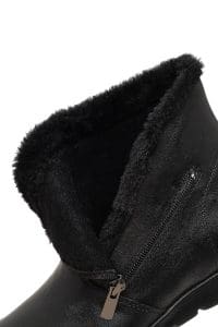 بوت راحتی زنانه چرم مشکی زیپ‌دار دری مد