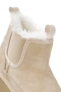 بوت زنانه بژ جیر چرمی لژدار و خزدار دری مد