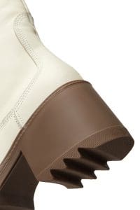 بوت زنانه بژ چرمی پاشنه ضخیم دری مد