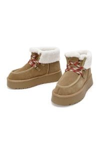 بوت زنانه تابه ضخیم‌کف جیر چرمی تدی دری مد