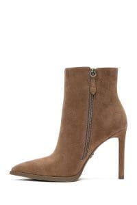 بوت زنانه جیر بژ زیپ‌دار پاشنه‌بلند نازک دری مد