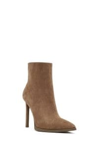 بوت زنانه جیر بژ زیپ‌دار پاشنه‌بلند نازک دری مد