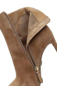 بوت زنانه جیر بژ زیپ‌دار پاشنه‌بلند نازک دری مد
