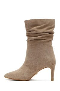 بوت زنانه جیر بژ پاشنه‌نازک دری مد