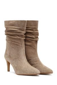 بوت زنانه جیر بژ پاشنه‌نازک دری مد