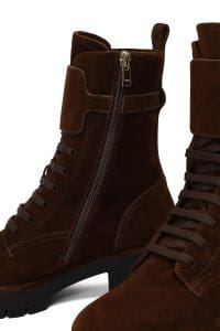 بوت زنانه جیر قهوه‌ای زیپ‌دار تخت‌ضخیم بنددار دری مد