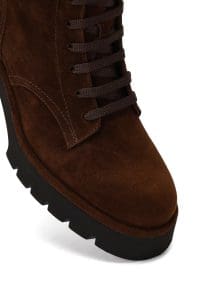 بوت زنانه جیر قهوه‌ای زیپ‌دار تخت‌ضخیم بنددار دری مد