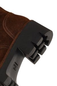 بوت زنانه جیر قهوه‌ای زیپ‌دار تخت‌ضخیم بنددار دری مد