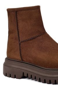 بوت زنانه جیر قهوه‌ای زیپ‌دار دری مد