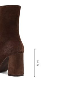 بوت زنانه جیر قهوه‌ای زیپ‌دار پاشنه‌ضخیم دری مد