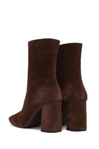 بوت زنانه جیر قهوه‌ای زیپ‌دار پاشنه‌ضخیم دری مد