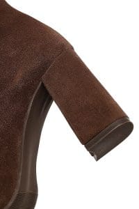 بوت زنانه جیر قهوه‌ای زیپ‌دار پاشنه‌ضخیم دری مد