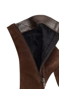 بوت زنانه جیر قهوه‌ای زیپ‌دار پاشنه‌ضخیم دری مد