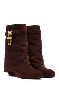 بوت زنانه جیر قهوه‌ای پاشنه‌لژدار دری مد