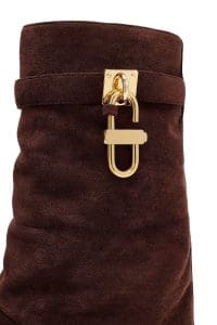 بوت زنانه جیر قهوه‌ای پاشنه‌لژدار دری مد