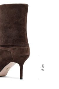 بوت زنانه جیر قهوه‌ای پاشنه‌نازک دری مد