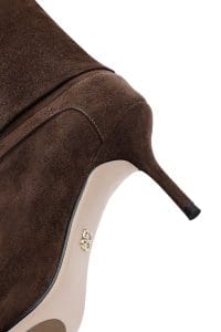 بوت زنانه جیر قهوه‌ای پاشنه‌نازک دری مد