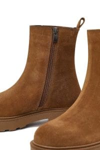 بوت زنانه جیر ویزون زیپ‌دار تخت‌ضخیم دری مد