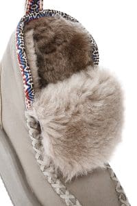 بوت زنانه خاکستری چرمی لژدار و خزدار دری مد