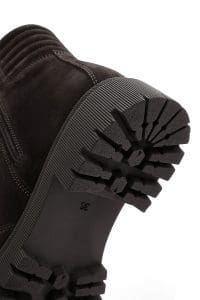 بوت زنانه قهوه‌ای جیر چرمی دری مد