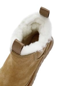 بوت زنانه قهوه‌ای جیر چرمی لژدار و خزدار دری مد