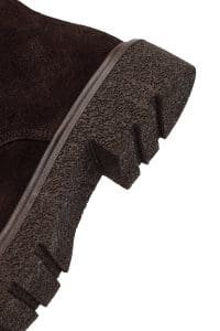 بوت زنانه قهوه‌ای سوییت چرم زیپ‌دار ضخیم دری مد