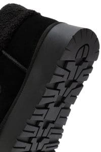 بوت زنانه مشکی جیر چرمی لژدار و خزدار دری مد