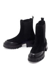 بوت زنانه مشکی جیر چرمی چلسی لژدار دری مد