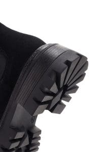 بوت زنانه مشکی جیر چرمی چلسی لژدار دری مد