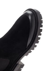 بوت زنانه مشکی جیر چرمی چلسی لژدار دری مد