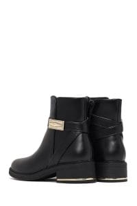 بوت زنانه مشکی زیپ دار سگک دار دری مد