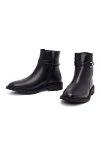 بوت زنانه مشکی زیپ‌دار سگک‌دار دری مد