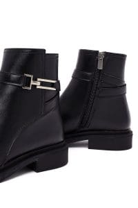 بوت زنانه مشکی زیپ‌دار سگک‌دار دری مد