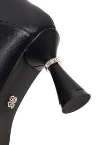 بوت زنانه مشکی زیپ‌دار پاشنه‌دار با جزئیات نگین‌دار دری مد