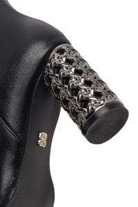 بوت زنانه مشکی زیپ‌دار پاشنه‌ضخیم طرح‌دار دری مد