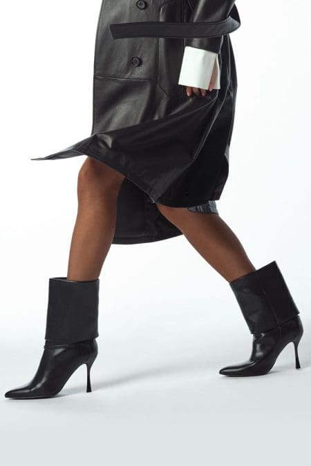 بوت زنانه مشکی پاشنه‌نازک دری مد