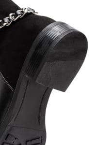 بوت زنانه مشکی چرمی جزئیات زنجیری زیپ‌دار دری مد