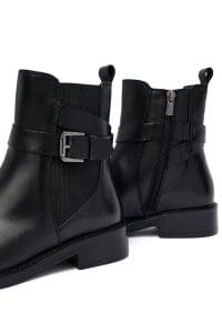 بوت زنانه مشکی چرمی زیپ‌دار دری مد