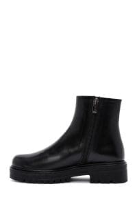 بوت زنانه مشکی چرمی زیپ‌دار دری مد