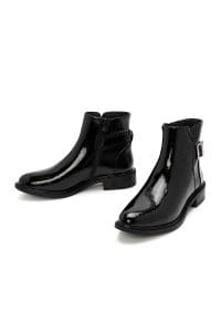 بوت زنانه مشکی چرمی زیپ‌دار دری مد