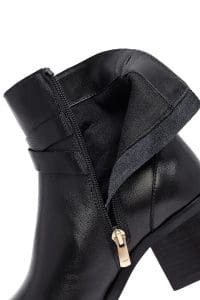 بوت زنانه مشکی چرمی پاشنه ضخیم دری مد