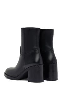 بوت زنانه مشکی چرمی پاشنه ضخیم دری مد