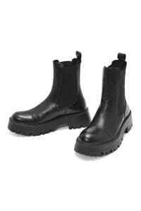 بوت زنانه مشکی چرمی چلسی دری مد