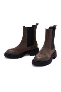 بوت زنانه ویزون جیر چرمی چلسی دری مد
