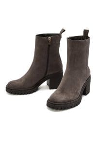 بوت زنانه ویژن جیر چرمی پاشنه ضخیم دری مد