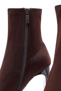 بوت زنانه پارچه‌ای قهوه‌ای زیپ‌دار پاشنه‌بلند ضخیم دری مد