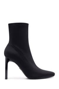 بوت زنانه پارچه‌ای مشکی زیپ‌دار پاشنه‌بلند ضخیم دری مد