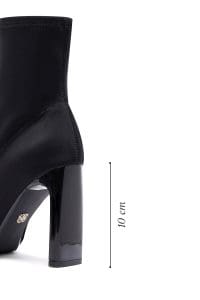 بوت زنانه پارچه‌ای مشکی زیپ‌دار پاشنه‌بلند ضخیم دری مد